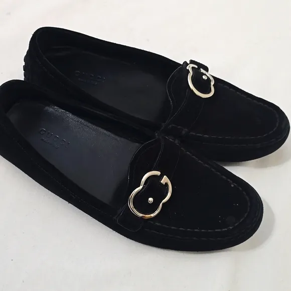 GUCCI Sachalin Sport Black Suede Women’s Loafers Shoes 36.5