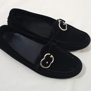 GUCCI Sachalin Sport Black Suede Women’s Loafers Shoes 36.5