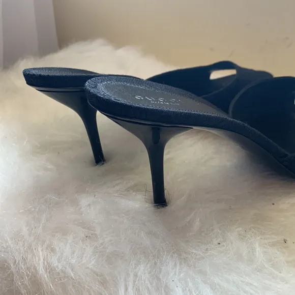 Gucci - T. Morsetto Jacquard Mules- Kitten Heels Black Designer Coquette 37 1/2