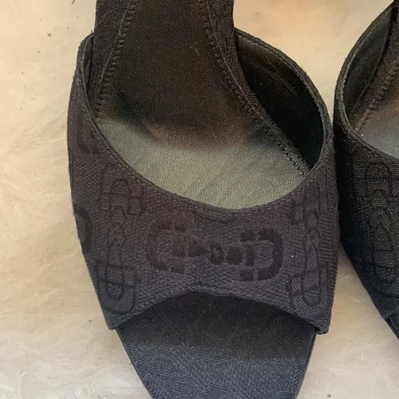 Gucci - T. Morsetto Jacquard Mules- Kitten Heels Black Designer Coquette 37 1/2