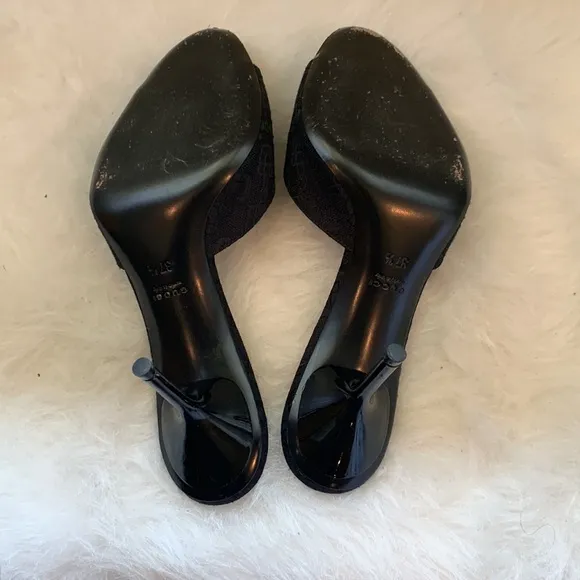 Gucci - T. Morsetto Jacquard Mules- Kitten Heels Black Designer Coquette 37 1/2