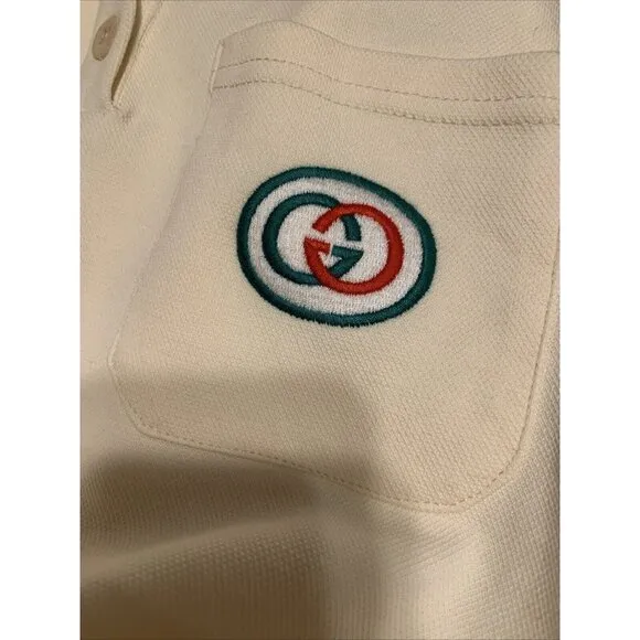Gucci Womens Ivory Green Red Sport Tennis Short Sleeve Mini Dress Large