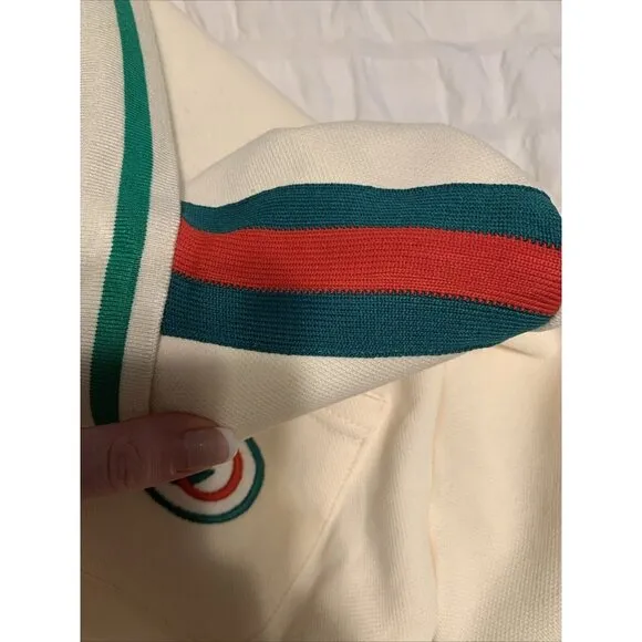 Gucci Womens Ivory Green Red Sport Tennis Short Sleeve Mini Dress Large