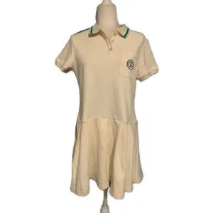 Gucci Womens Ivory Green Red Sport Tennis Short Sleeve Mini Dress Large