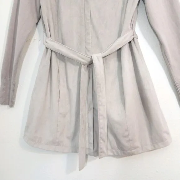 H by Halston gray faux suede knit sleeve jacket 2