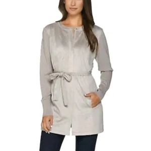 H by Halston gray faux suede knit sleeve jacket 2