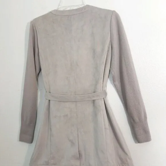 H by Halston gray faux suede knit sleeve jacket 2
