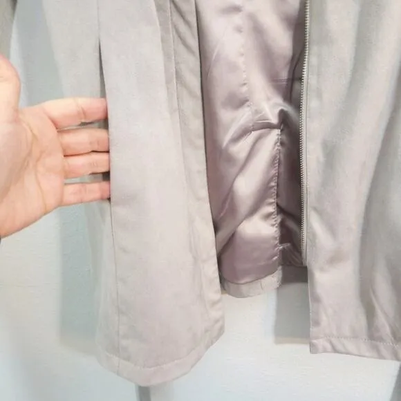 H by Halston gray faux suede knit sleeve jacket 2
