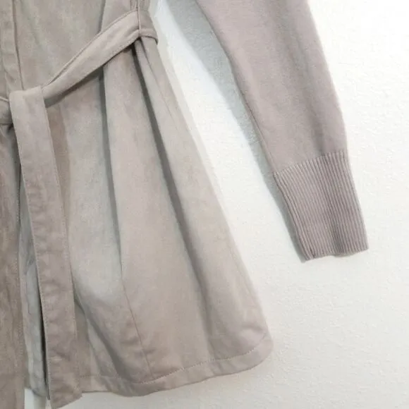 H by Halston gray faux suede knit sleeve jacket 2