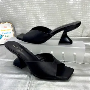 (H) RAYE Women's Black Heeled Mules,size 7