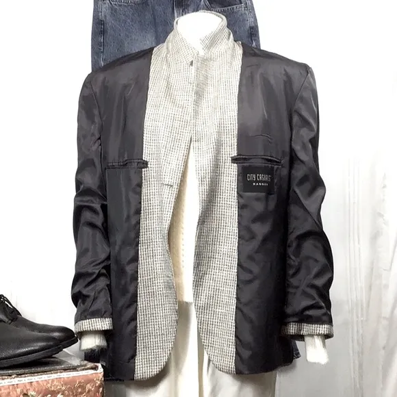 HAGGER ‘City Casuals’ Blue White Gray Tweed 44R Single Breasted 3 Button