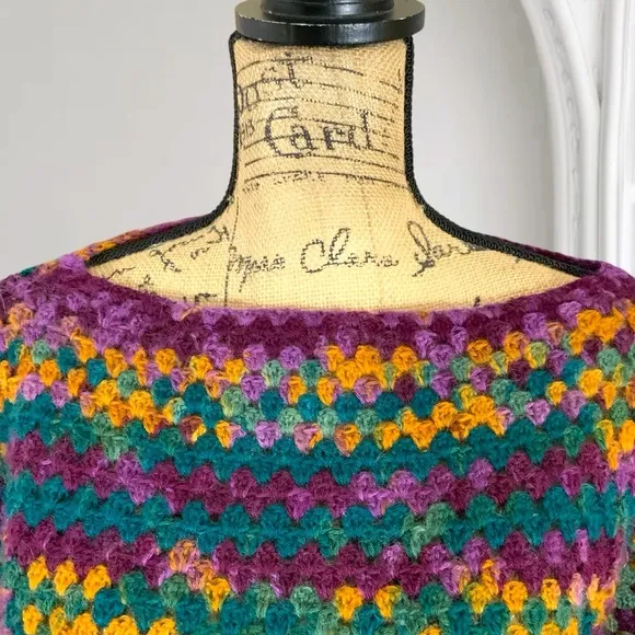 Handmade Lakeside Lodge Crochet Boho Sweater New Mohair Bubble Sleeve Pullover