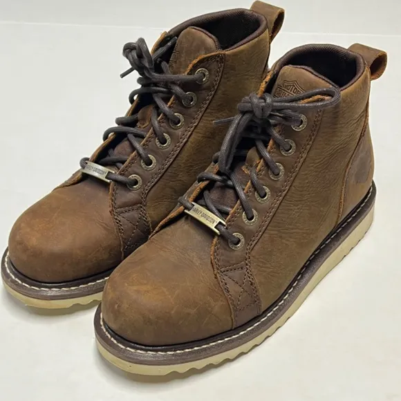 Harley-Davidson Glenora Leather Motorcycle Boots Brown Size 8