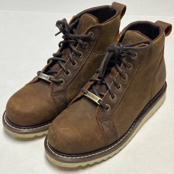 Harley-Davidson Glenora Leather Motorcycle Boots Brown Size 8