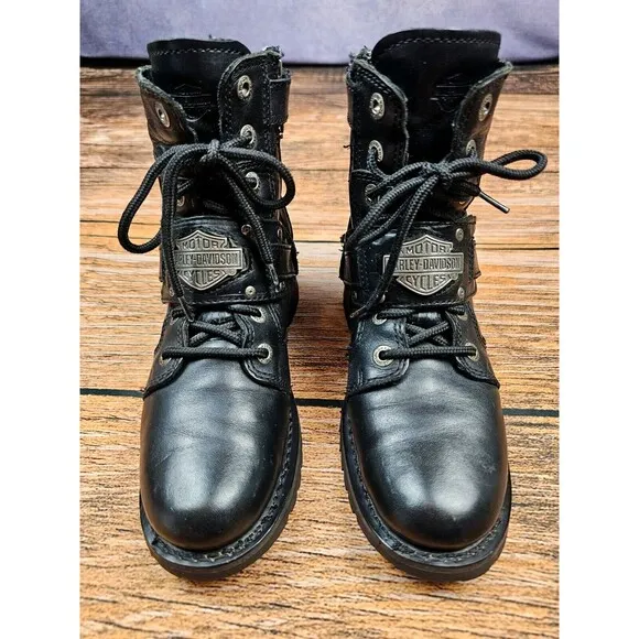 Harley Davidson Kasey Top Strap Lace Womens 7.5 Motorcycle Biker Riding Boots