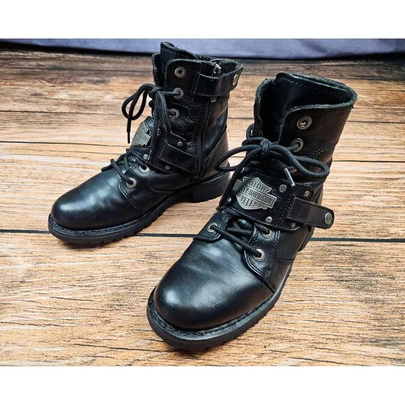 Harley Davidson Kasey Top Strap Lace Womens 7.5 Motorcycle Biker Riding Boots