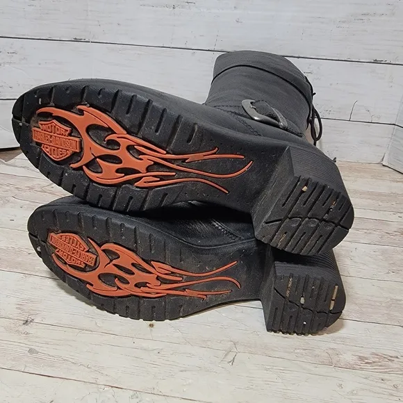 Harley-Davidson Women's Gilman 14-Inch Black WP Motorcycle Boots, US W size 6.5