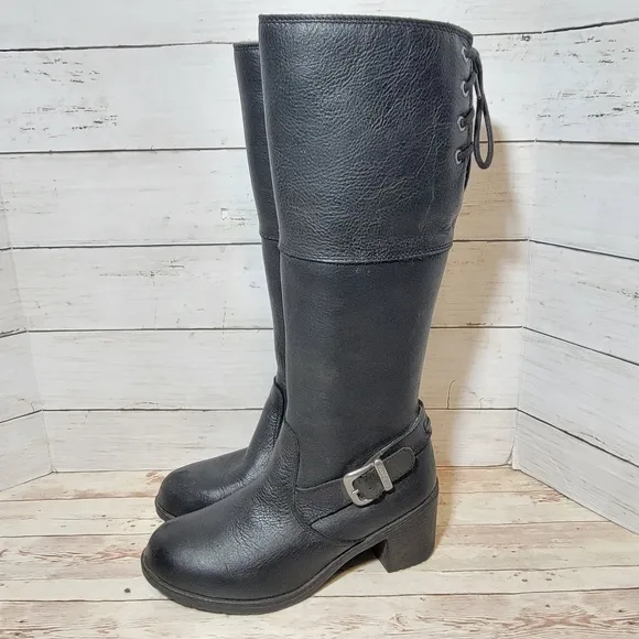 Harley-Davidson Women's Gilman 14-Inch Black WP Motorcycle Boots, US W size 6.5
