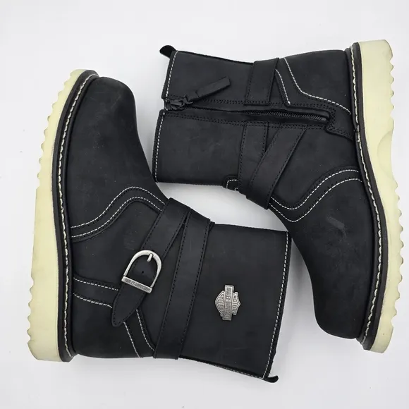 Harley-Davidson Women's Jaynes 7&quot; Engineer Mid Calf Boots, Black, Women's 8.5M