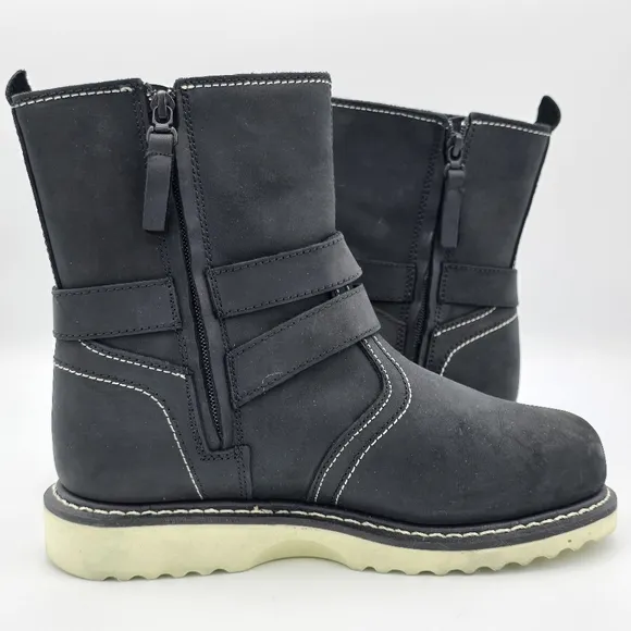 Harley-Davidson Women's Jaynes 7&quot; Engineer Mid Calf Boots, Black, Women's 8.5M