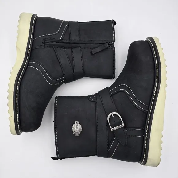 Harley-Davidson Women's Jaynes 7&quot; Engineer Mid Calf Boots, Black, Women's 8.5M