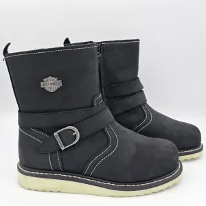 Harley-Davidson Women's Jaynes 7&quot; Engineer Mid Calf Boots, Black, Women's 8.5M