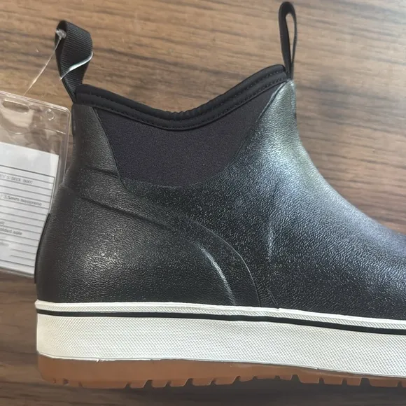 Hawx MEN'S ANKLE DECK BOOTS - ROUND TOE Black Slip-On Boots