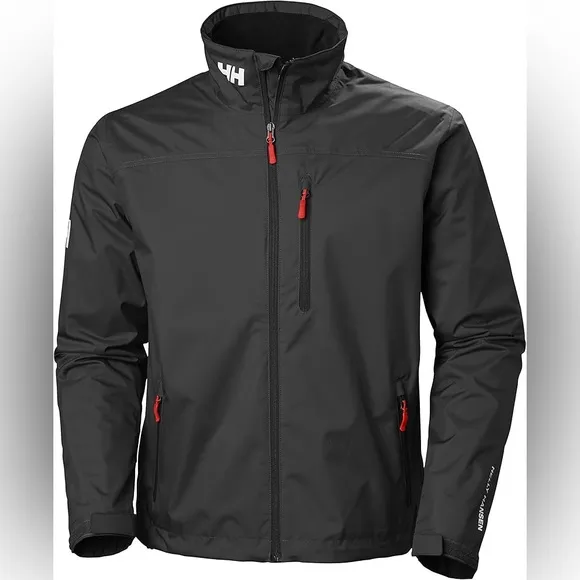 Helly Hansen Black Performance Crew Jacket Full-Zip Red Logo Détails