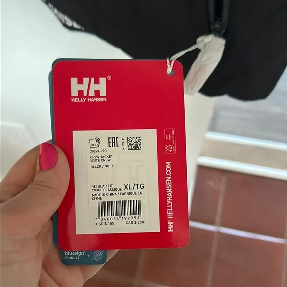 Helly Hansen Black Performance Crew Jacket Full-Zip Red Logo Détails