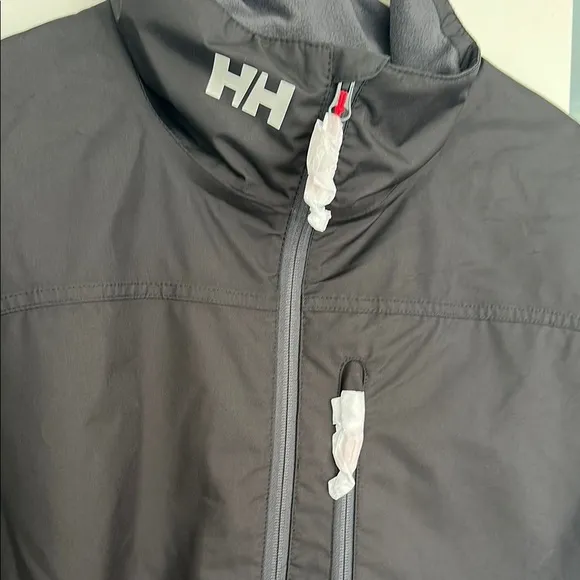Helly Hansen Black Performance Crew Jacket Full-Zip Red Logo Détails