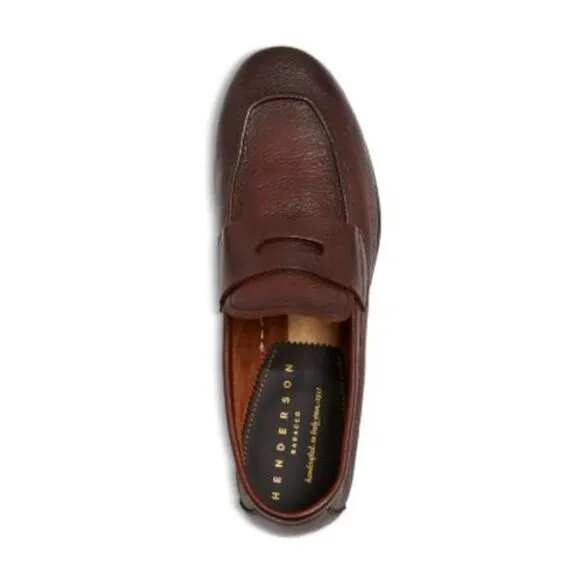 HENDERSON BARACCO Mens Brown Penny Strap Capri Slip On Leather Loafers Shoes 42