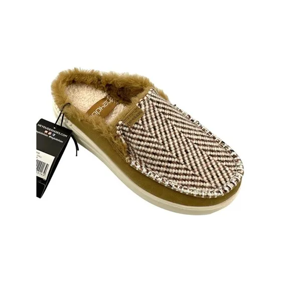 Hey Dude Lexi Rise Apres Chill Mules Sherpa Lined Faux Fur Neutral Women’s Sz 11