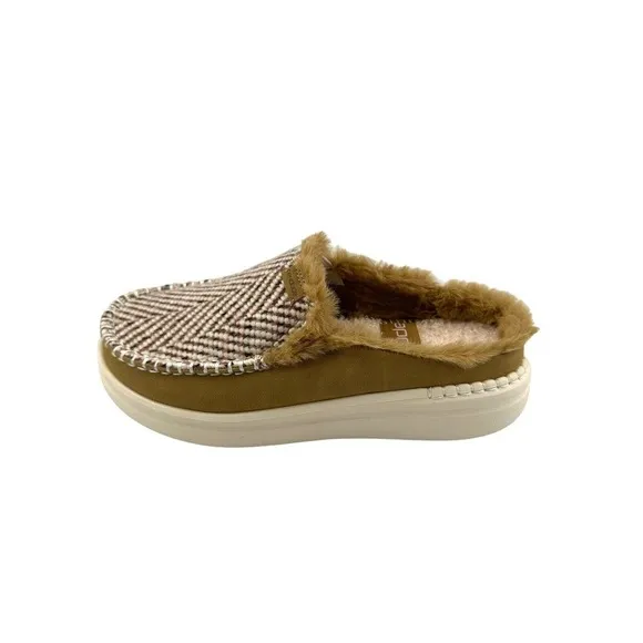 Hey Dude Lexi Rise Apres Chill Mules Sherpa Lined Faux Fur Neutral Women’s Sz 11