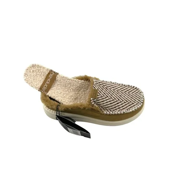 Hey Dude Lexi Rise Apres Chill Mules Sherpa Lined Faux Fur Neutral Women’s Sz 11