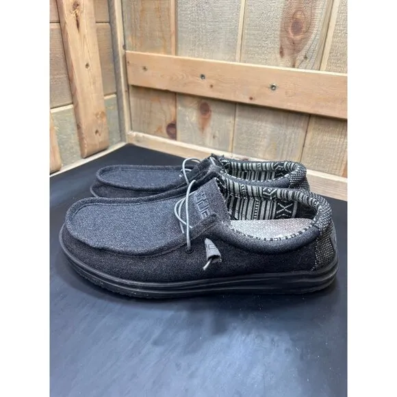 Hey Dude Mens Wally Free Black Baja Shoes Size 12 Lightweight Breathable Casual