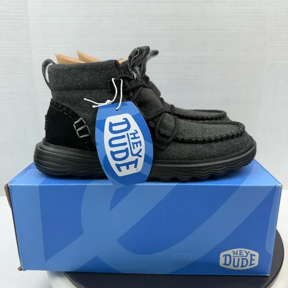 Hey Dude Reyes Boots Womens Black Ankle Bootie Slip On Wool Comfort Shoes Size 7