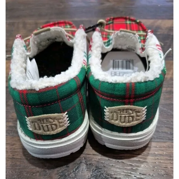 Hey Dude Wally Kids Size 2 Tri Tartan  Plaid Slip-on Shoes!(j2)new
