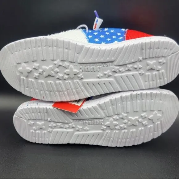 Hey Dude Wally Sox Tri Men's America Flag USA Patriotic Slip On Shoes Size 8