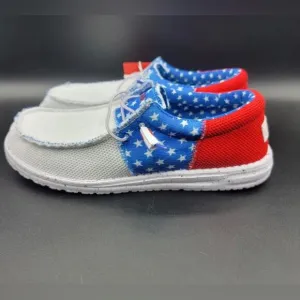 Hey Dude Wally Sox Tri Men's America Flag USA Patriotic Slip On Shoes Size 8