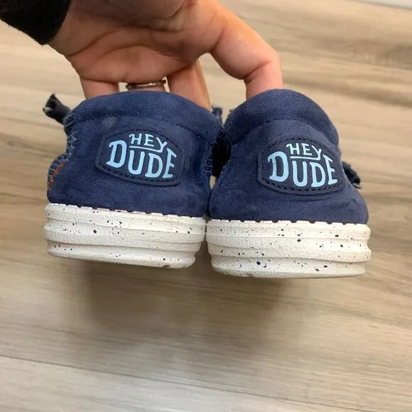 Hey Dude Wally Sport Mesh Men's Size 8 Casual Shoes Navy Blue / White
