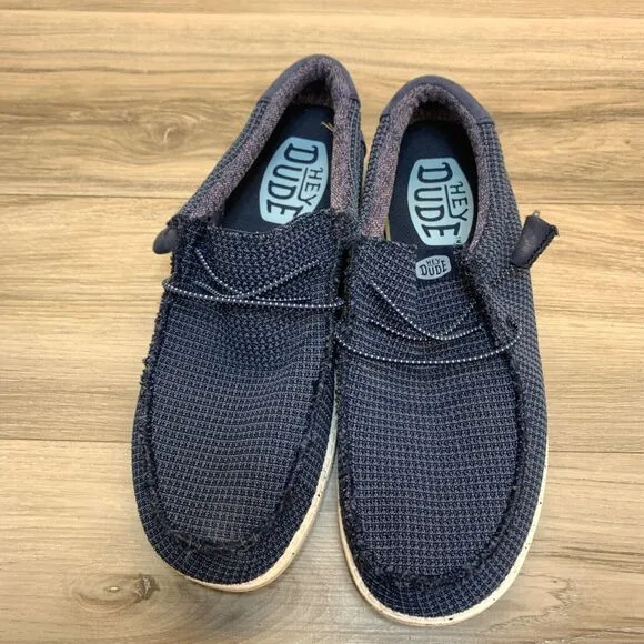 Hey Dude Wally Sport Mesh Men's Size 8 Casual Shoes Navy Blue / White