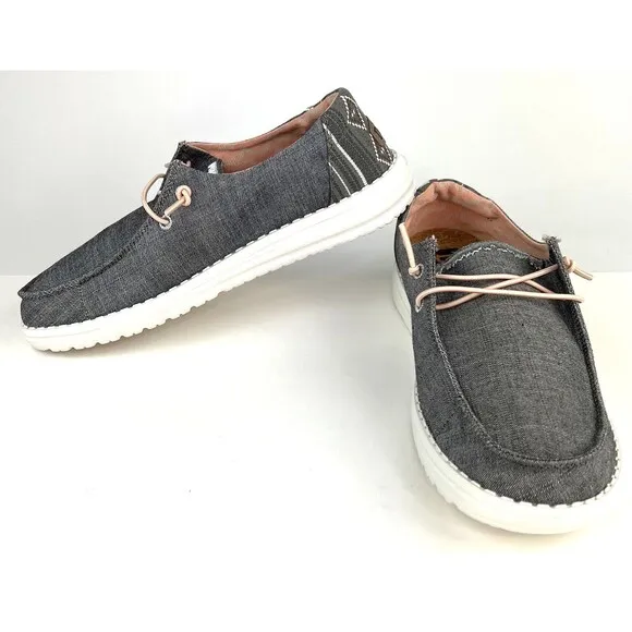 Hey Dude Wendy Boho Moc Shoes 40054-030 Grey Womens Sz 10 Southwestern Aztec New