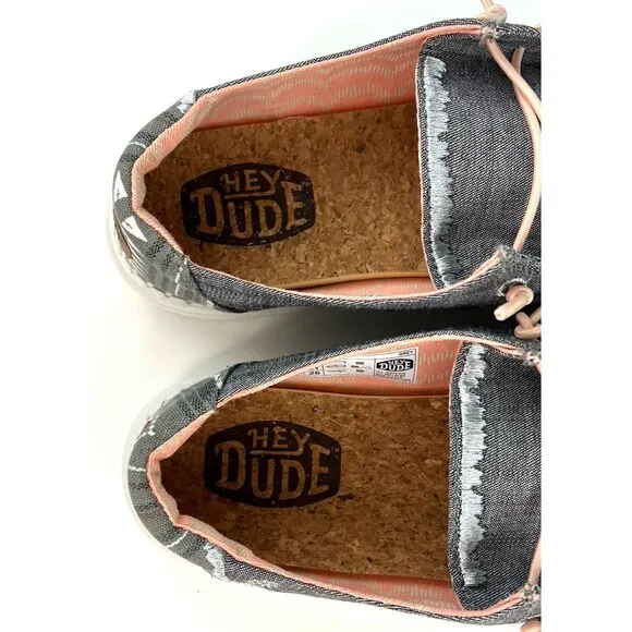 Hey Dude Wendy Boho Moc Shoes 40054-030 Grey Womens Sz 10 Southwestern Aztec New