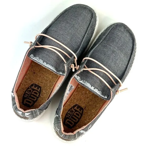 Hey Dude Wendy Boho Moc Shoes 40054-030 Grey Womens Sz 10 Southwestern Aztec New