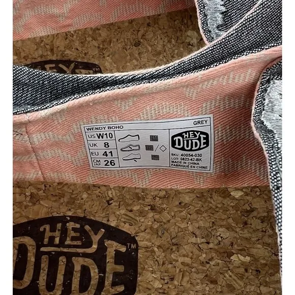 Hey Dude Wendy Boho Moc Shoes 40054-030 Grey Womens Sz 10 Southwestern Aztec New