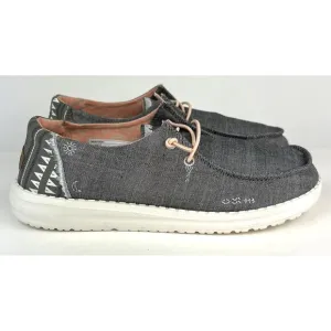 Hey Dude Wendy Boho Moc Shoes 40054-030 Grey Womens Sz 10 Southwestern Aztec New