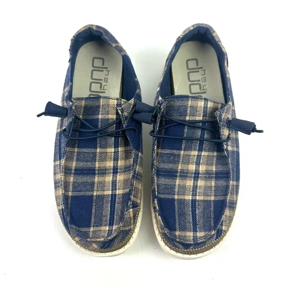 Hey Dude Wendy Shoes 8 Tartan Plaid Canvas Slip On Loafer Womens 8 Liq New