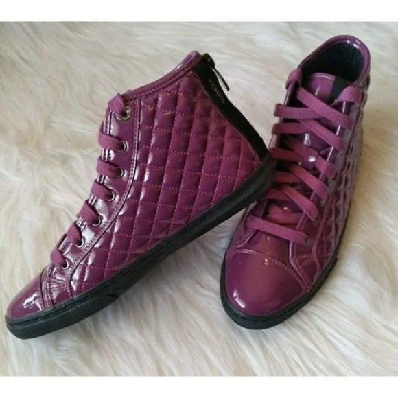 HIGH TOP FASHION SNEAKERS Patent Leather Fashion Sneakers SZ 9 Womens si…