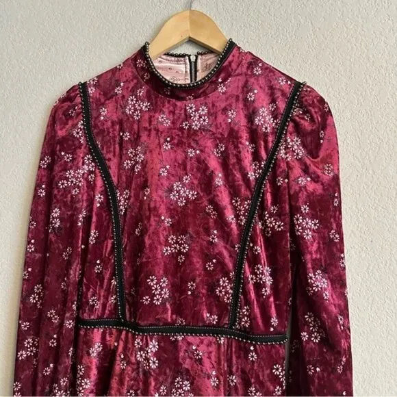 Highly Preppy Red Velvet Lace Dress Sz S Romantic Gothic Vampirecore Regencycore