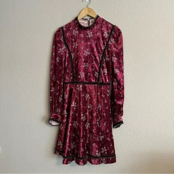 Highly Preppy Red Velvet Lace Dress Sz S Romantic Gothic Vampirecore Regencycore